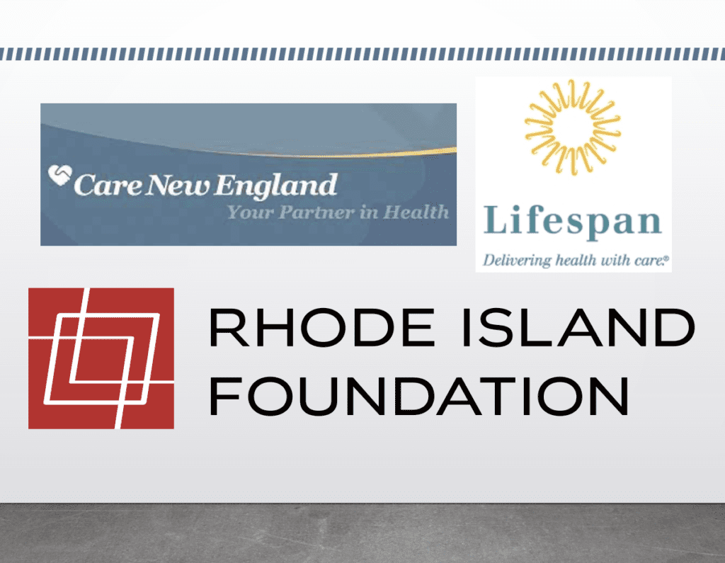 Rhode island foundation logo with the words core new england and lifespan.