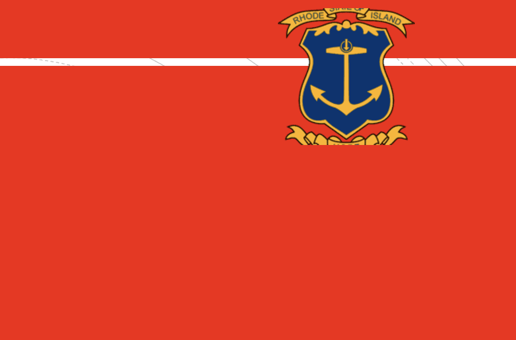 A red and blue flag with an anchor on it.