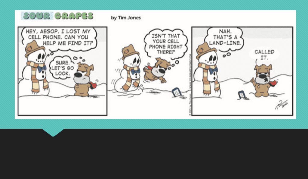 A comic strip with a bear in the snow.