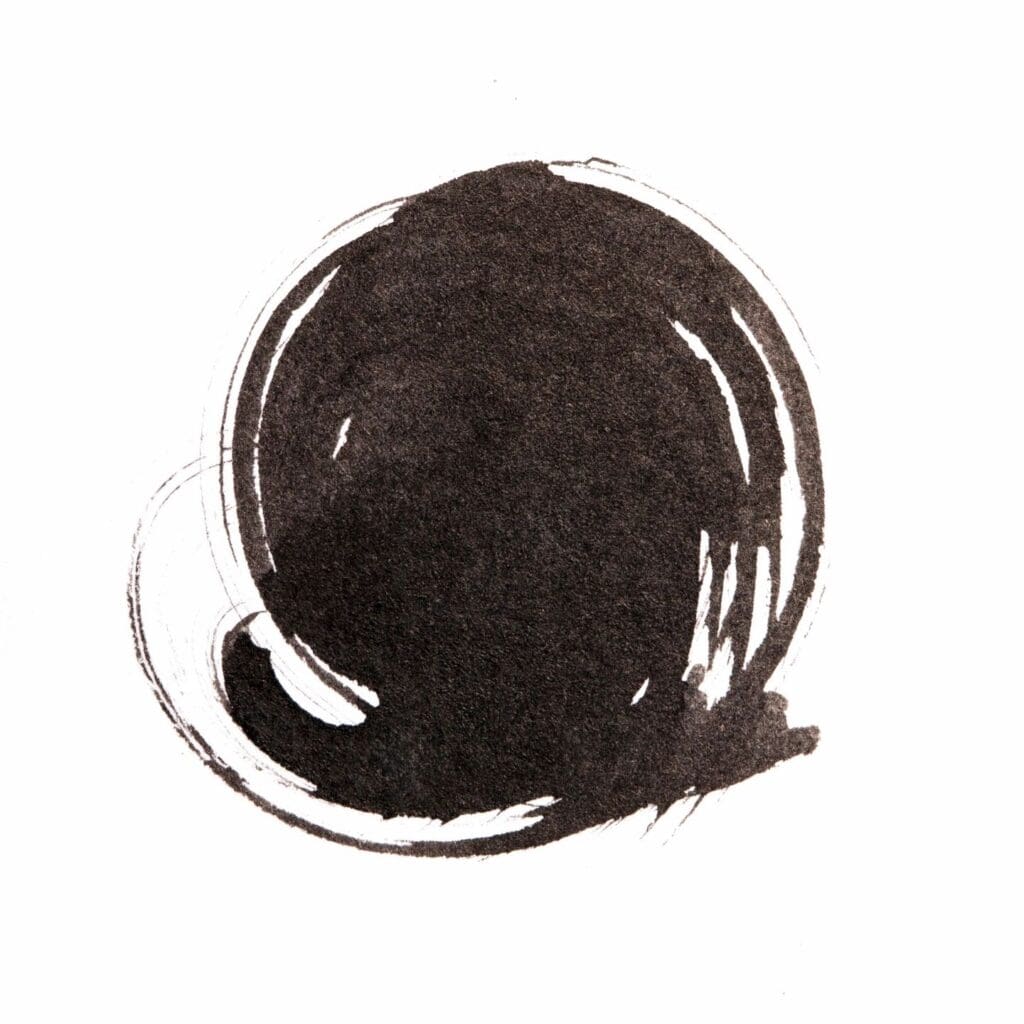 A drawing of a black circle on a white background.