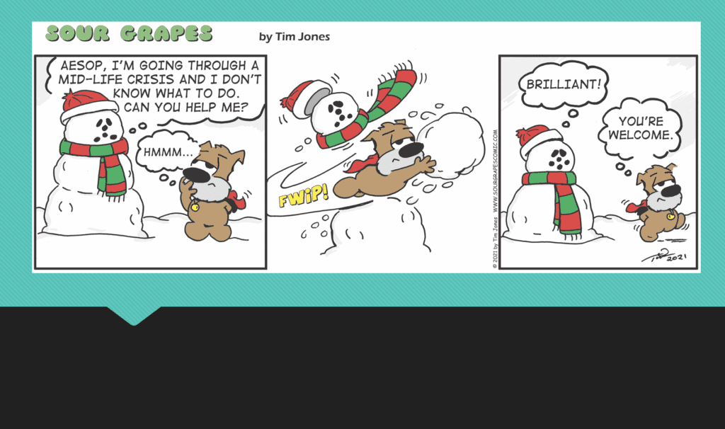 A comic strip with a snowman and a snowman.