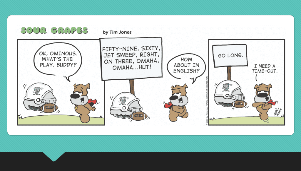 A comic strip with a bear holding a sign.