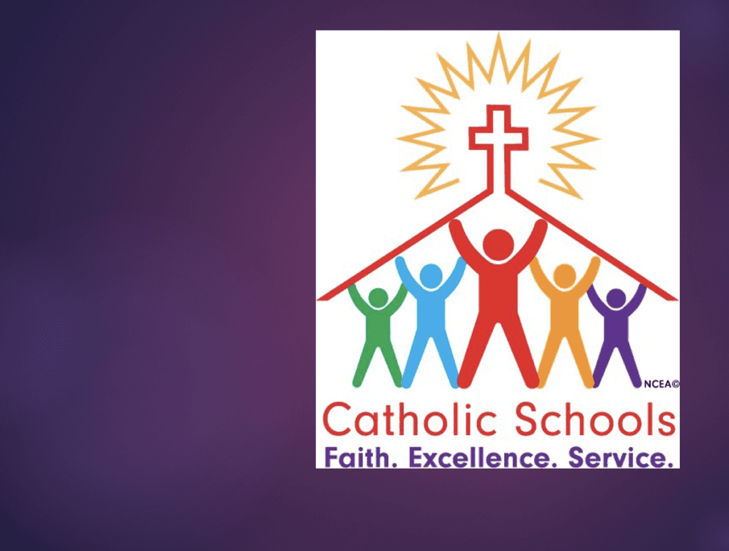 The logo for catholic schools faith excellence service.