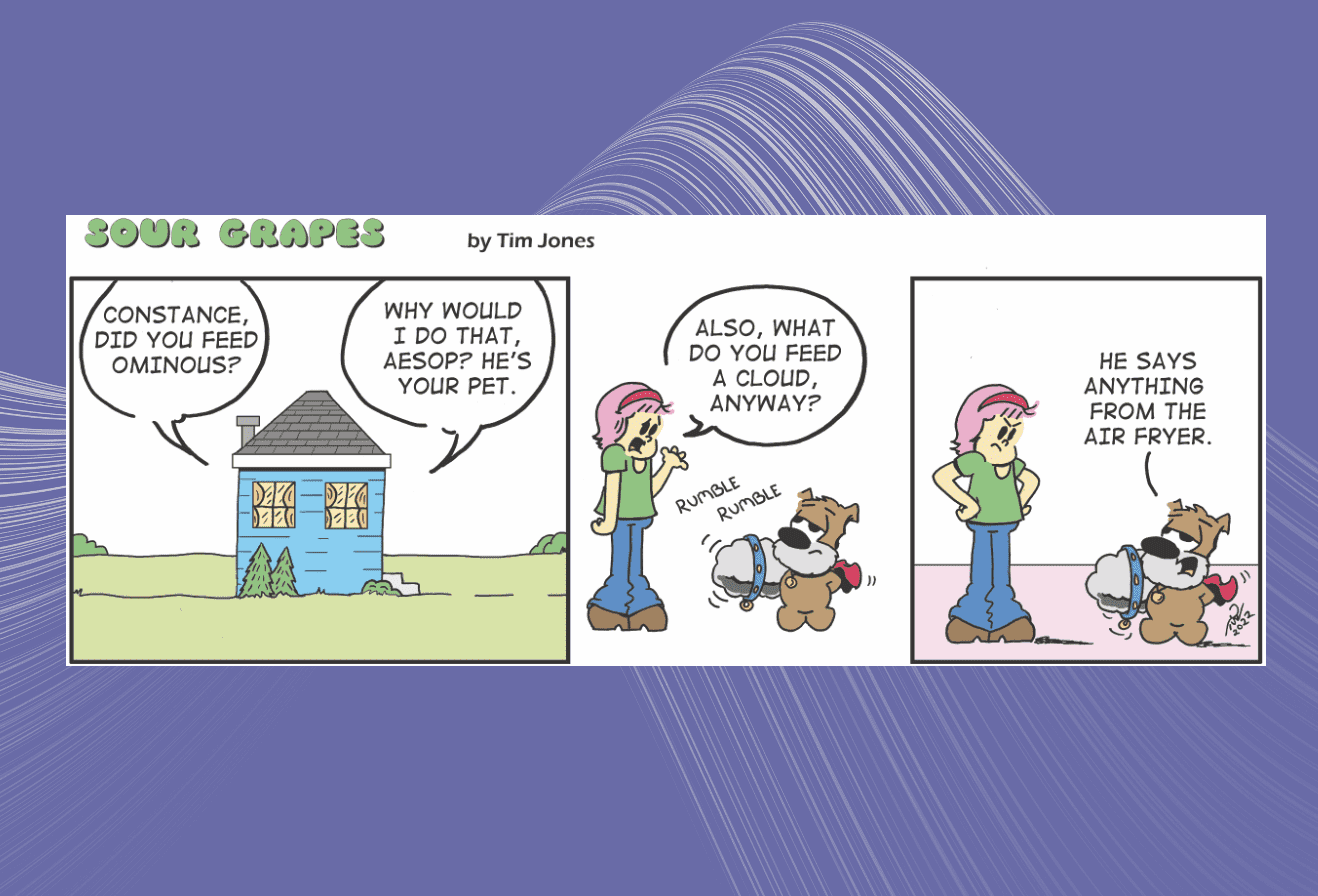 A comic strip about a woman and a dog.