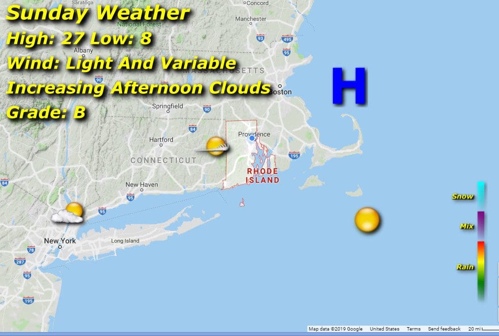 A map showing the current weather in massachusetts.