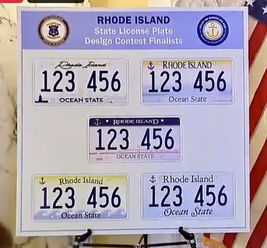 Rhode island's new license plates are on display.