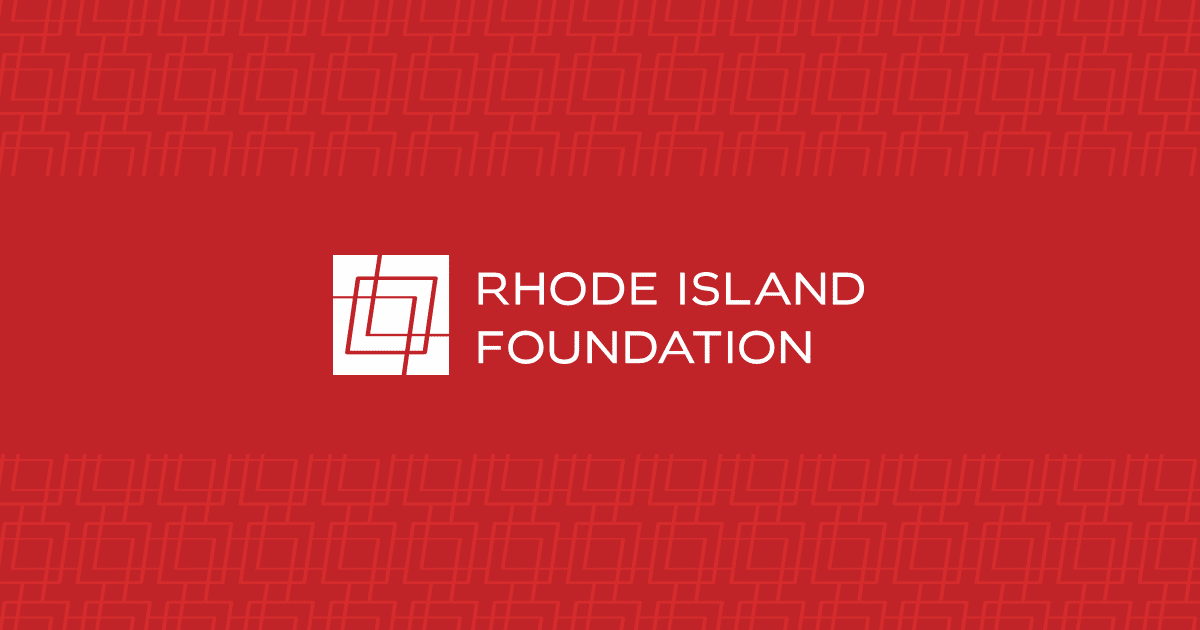 Rhode island foundation logo on a red background.