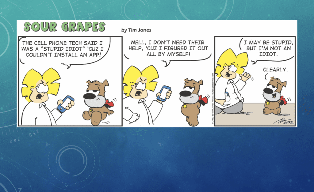 A comic strip with a teddy bear and a phone.