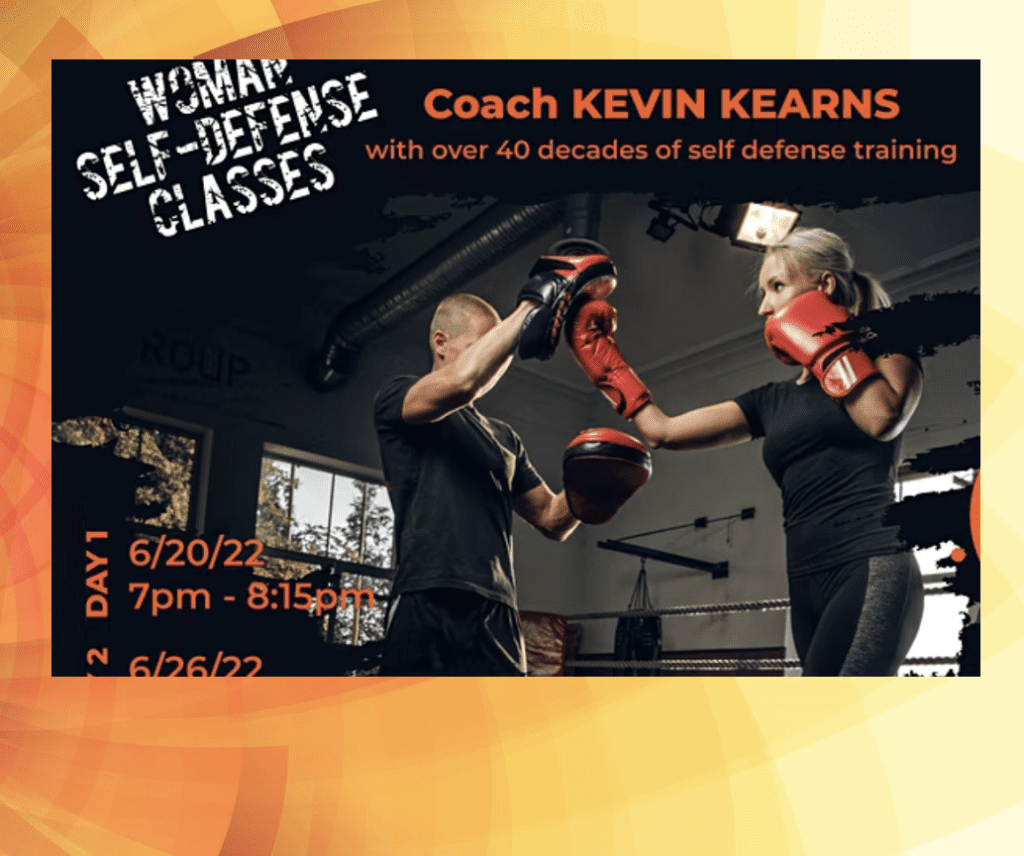 A flyer for a self-defence class with kevin kennedy.