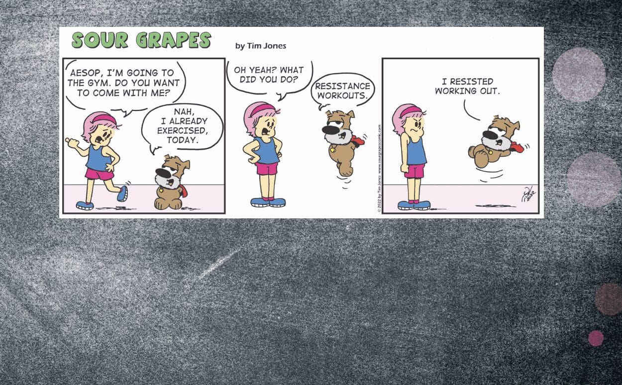 A comic strip with a woman and a dog.