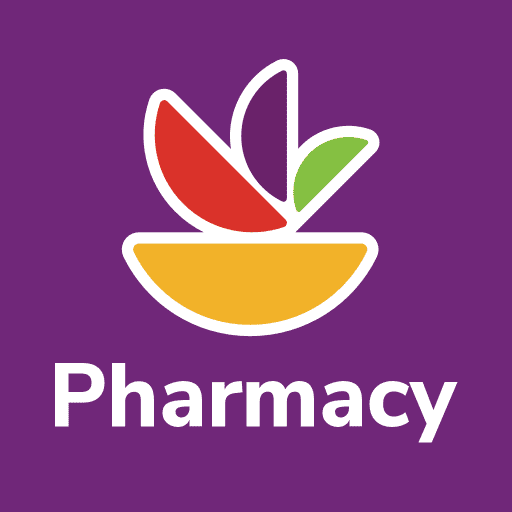 The pharmacy logo on a purple background.
