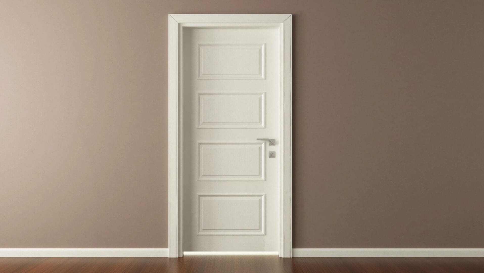 A white door in an empty room.