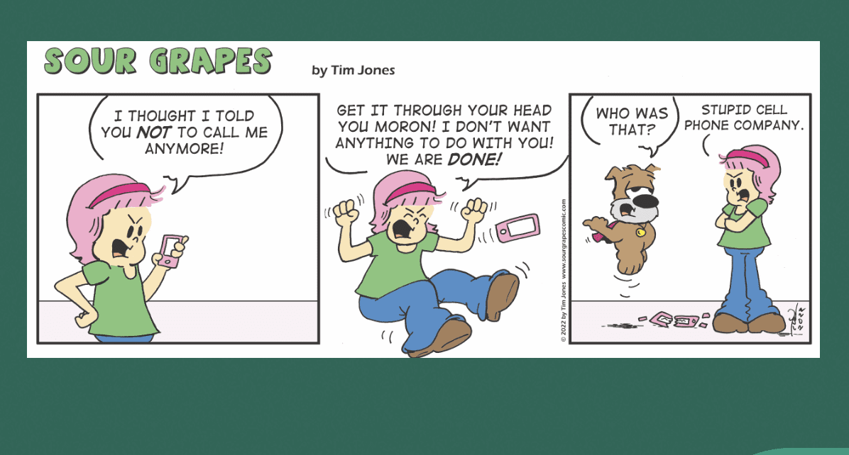 Sour grapes comic strip.