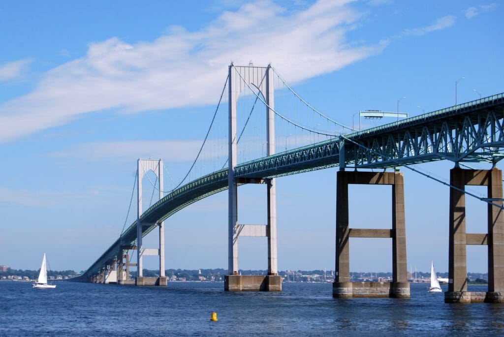 A bridge over a body of water.