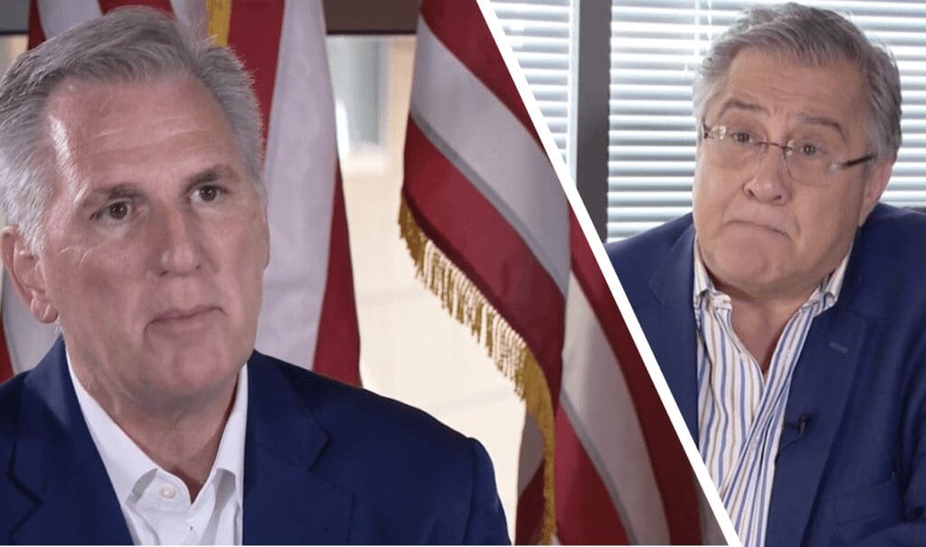 Two pictures of a man in a suit and an american flag.