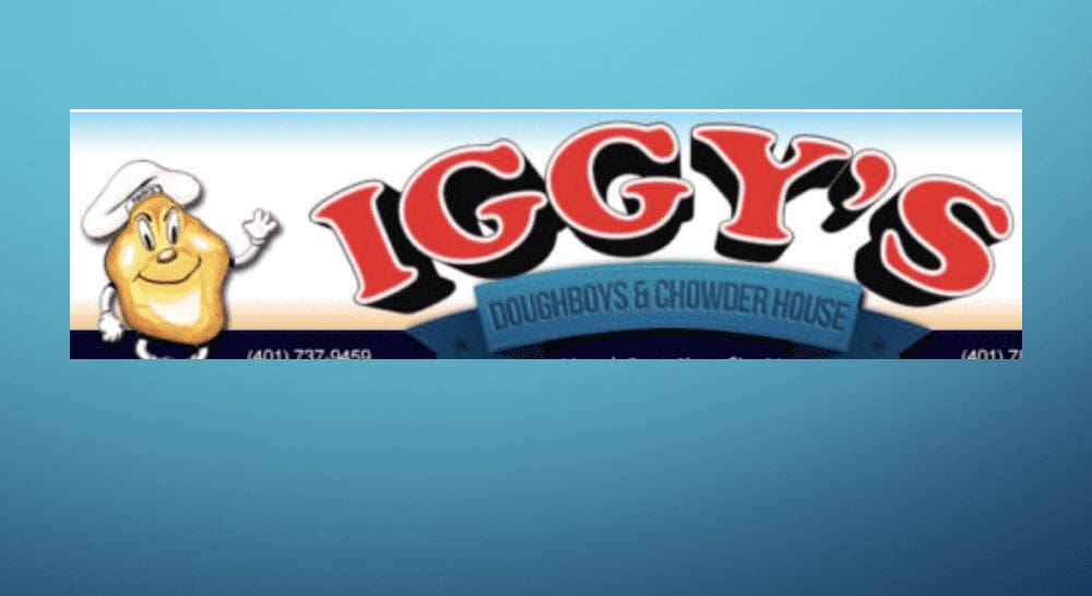 The logo for iggy's on a blue background.
