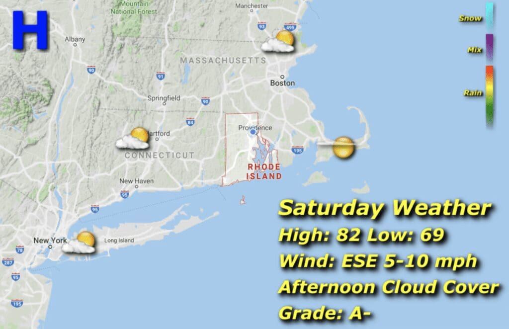 Saturday weather map for hudson, massachusetts.