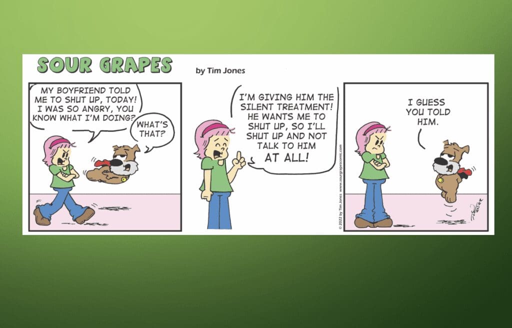 Sour grapes comic strip.