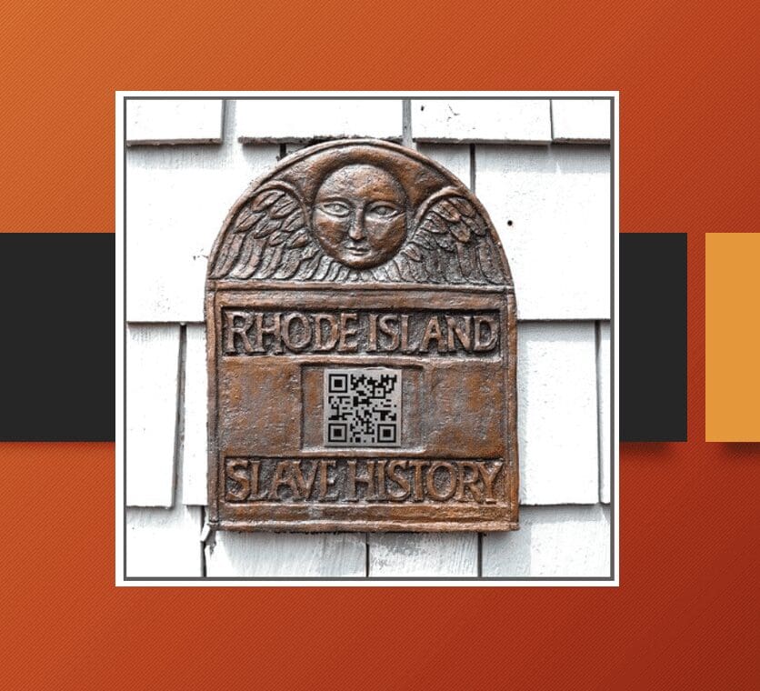A plaque with the words rhode island history on it.
