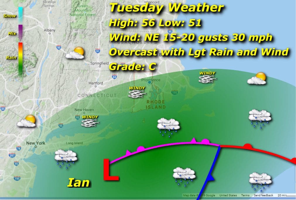 Tuesday's weather map.