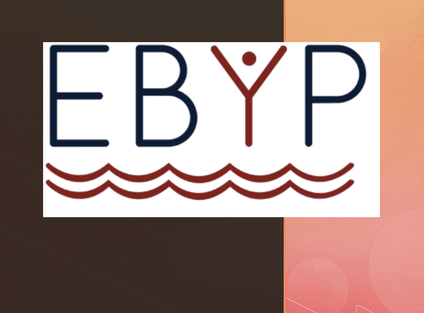 The ebyp logo on a red and orange background.