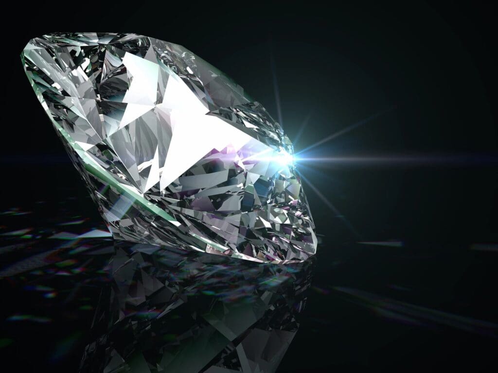An image of a diamond on a black background.