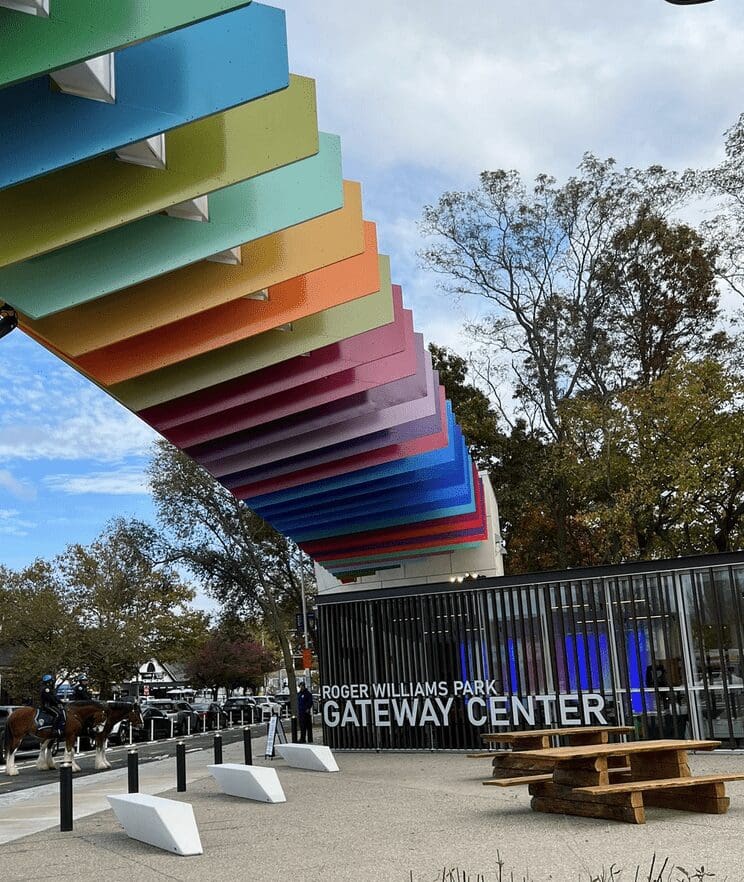 The entrance to the gateway center is colorful.