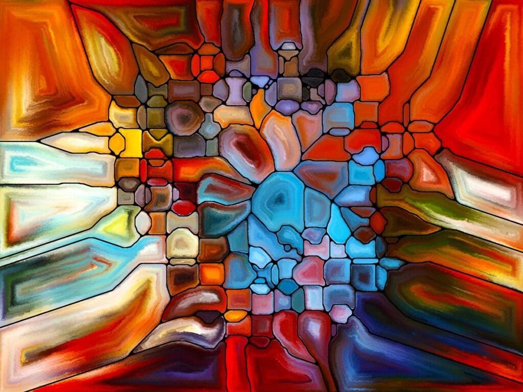 A painting of a stained glass window.