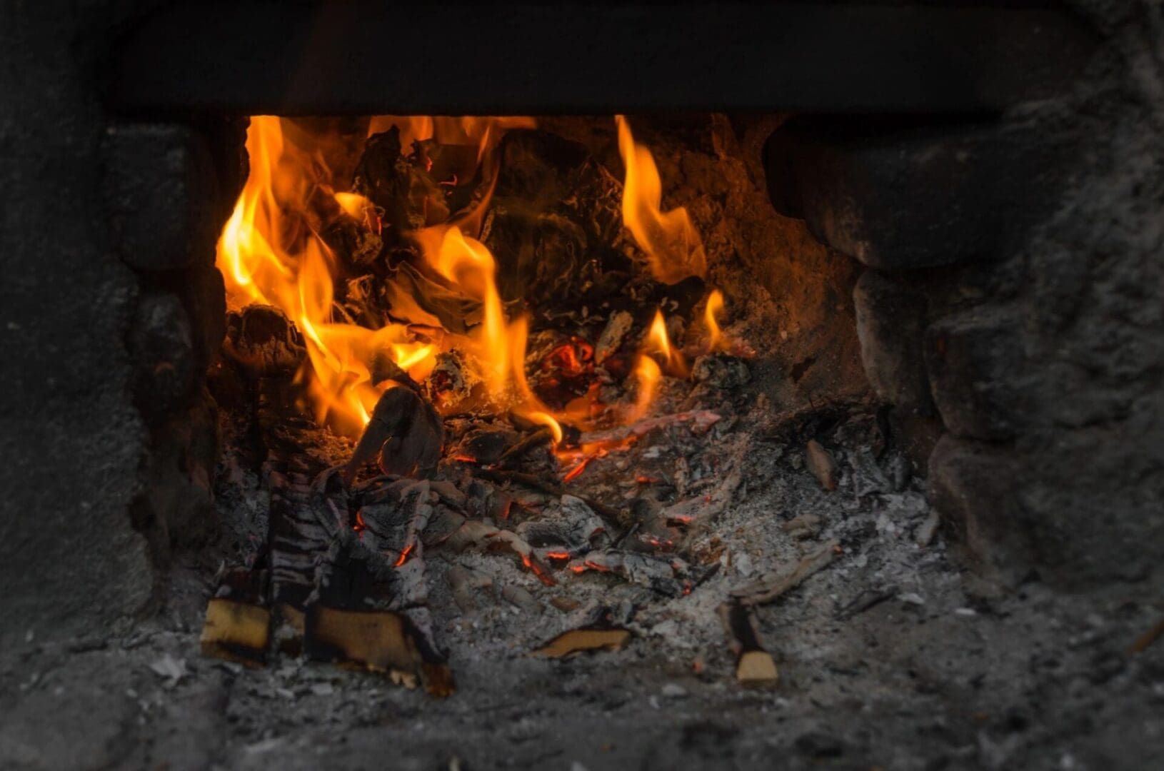 An image of a fire in an oven.