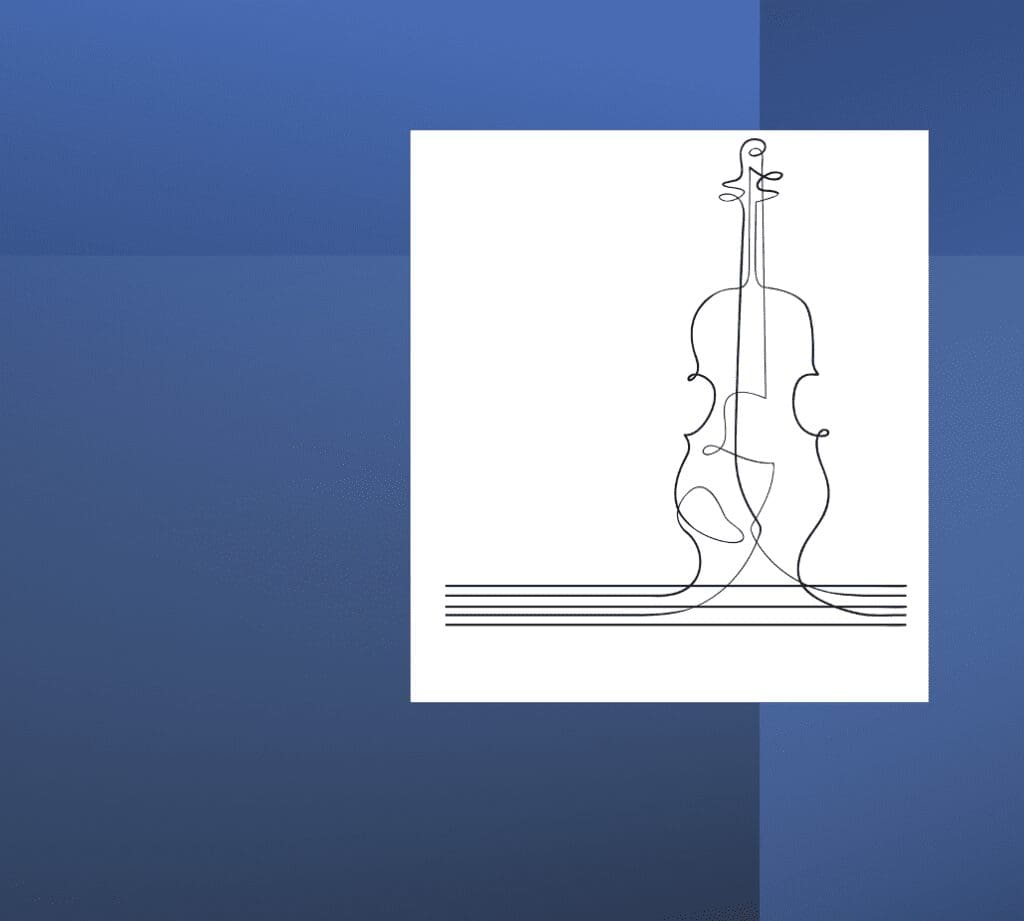 A drawing of a cello.