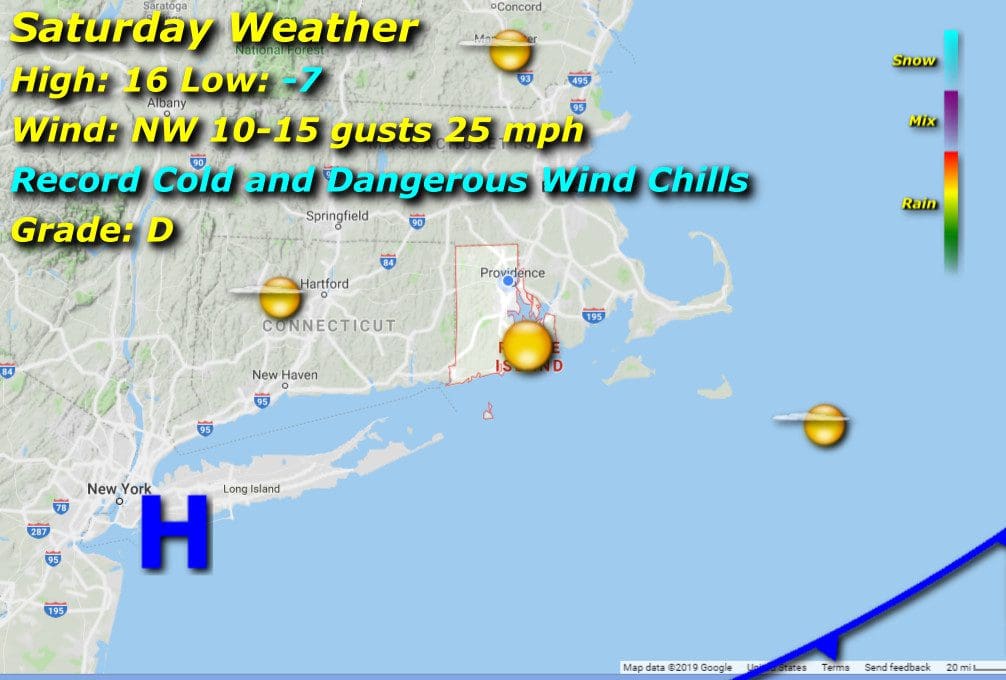A weather map showing the current weather conditions in massachusetts.
