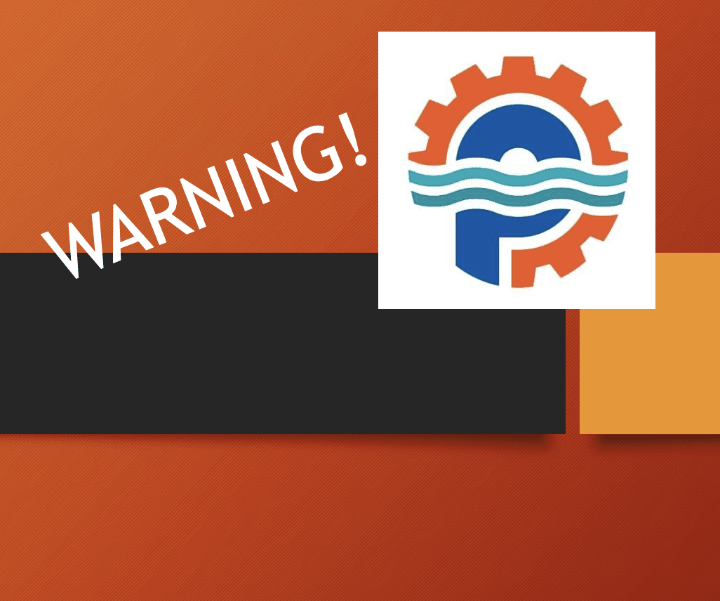 An orange and orange background with the words warning.