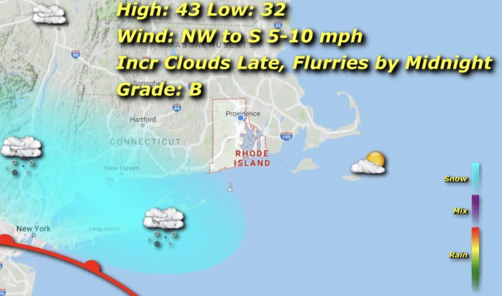 Rhode Island weather map for the next few days.