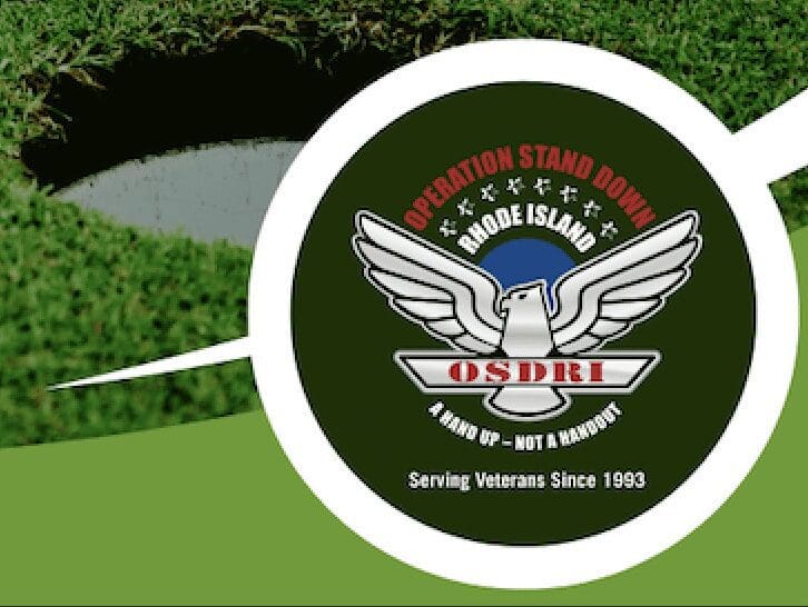 A logo with an eagle and a hole in the grass.