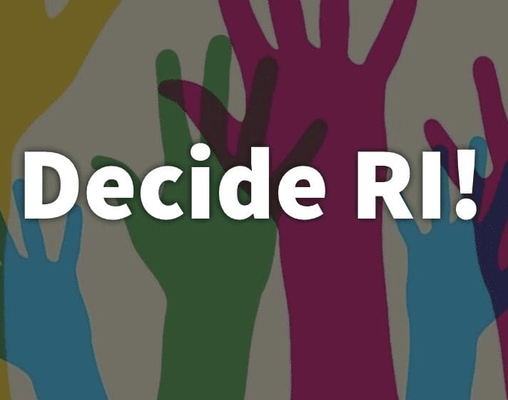 A group of hands with the words decide ri.