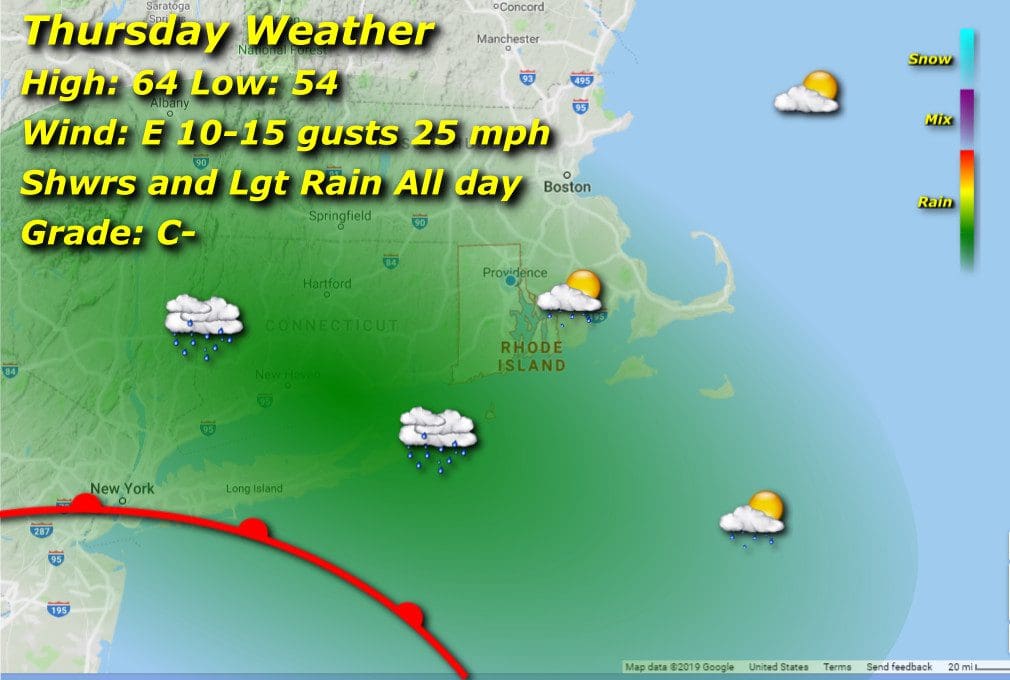 Rhode Island Weather Map for Tuesday.