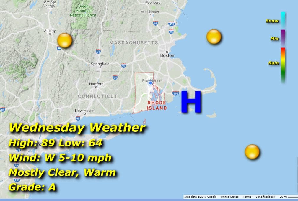Wednesday weather in Massachusetts may give insights into the weather conditions that might be experienced in neighboring Rhode Island.
