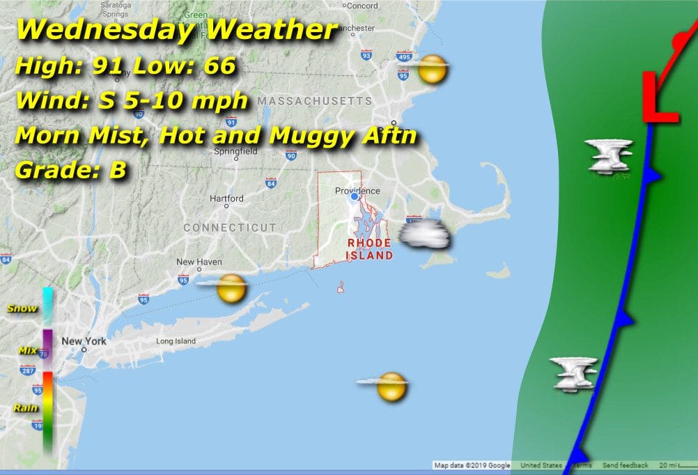 A Rhode Island weather map for Wednesday.