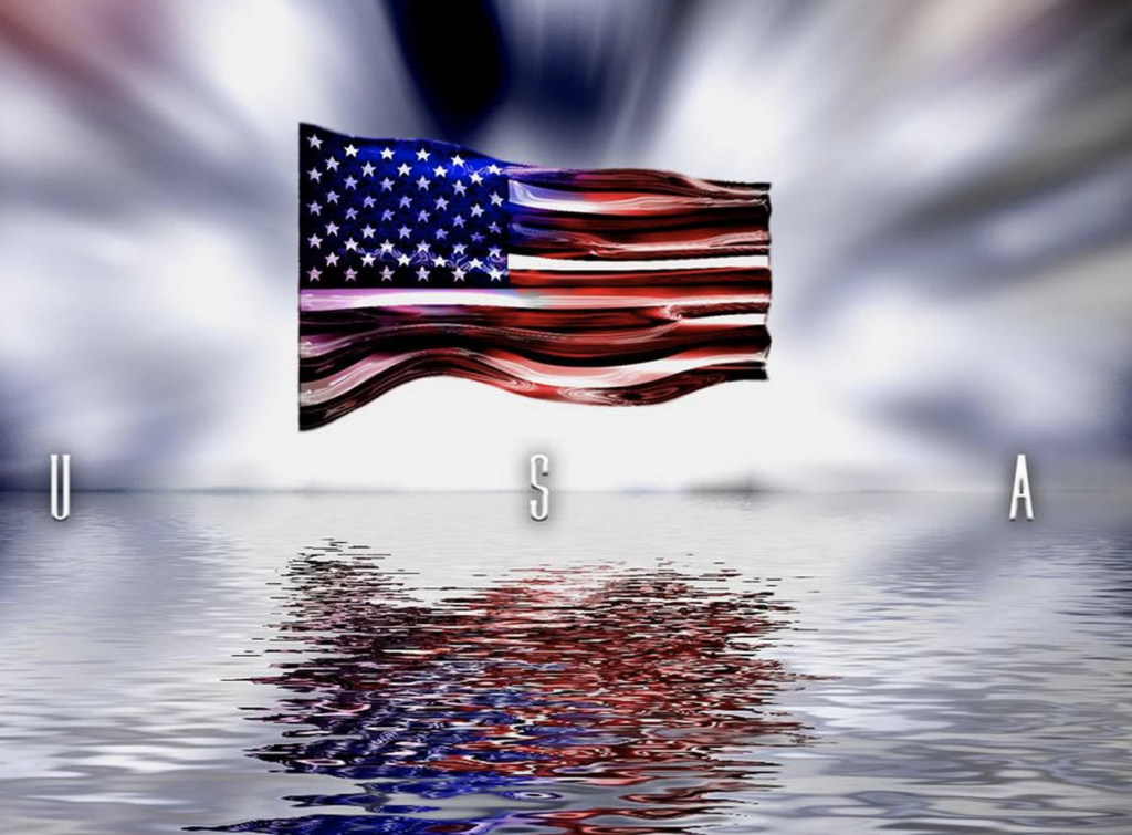 A grief-stricken American flag is gracefully floating in the water.