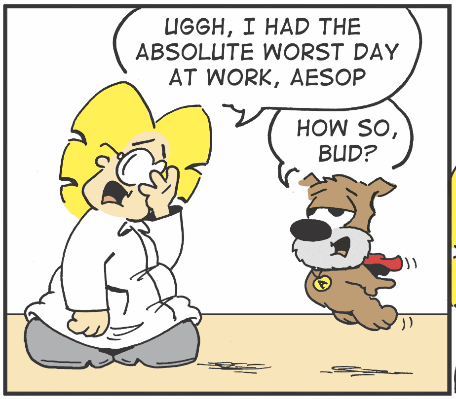 A comic strip featuring a canine companion and a lady, brought to life by talented cartoonists.