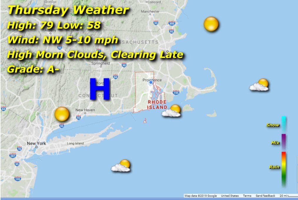 Rhode Island weather screenshot.