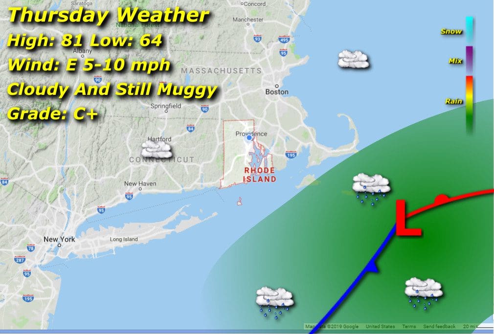 Tuesday Rhode Island weather map.