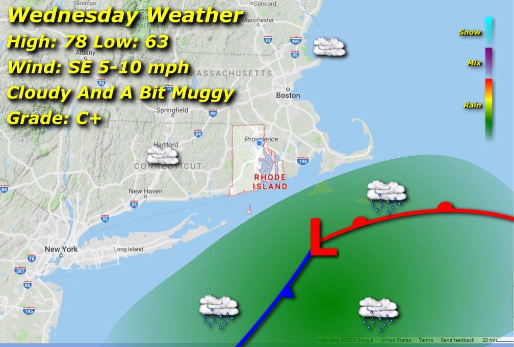 Rhode Island's Wednesday weather map.