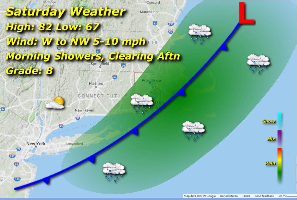 Rhode Island weather map on Saturday.