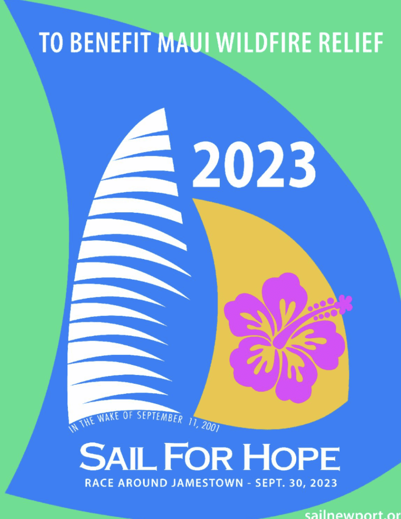 A sail for hope logo to benefit Maui fire relief.