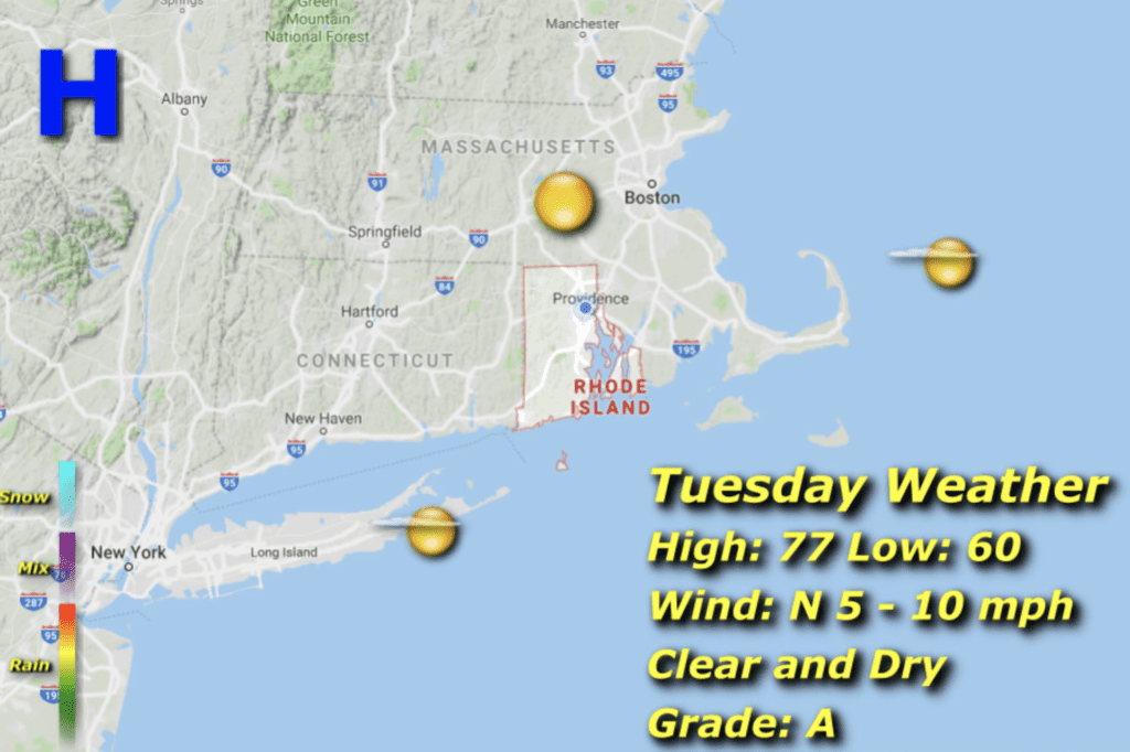 Rhode Island weather on Tuesday