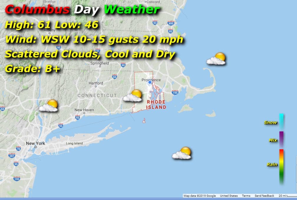 Rhode Island weather for Columbia Day.