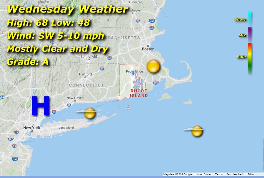 Rhode Island weather - Wednesday screenshot.