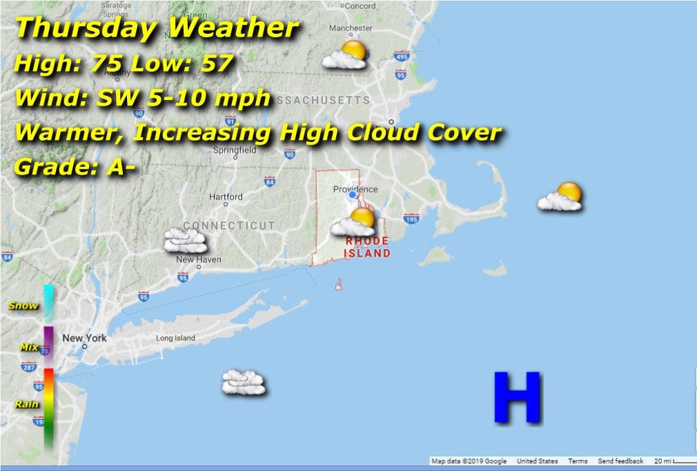 Rhode Island Weather: Tuesday weather map.