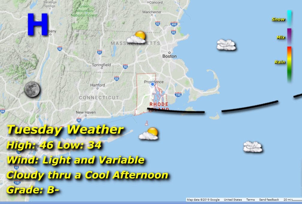 Rhode Island weather map.